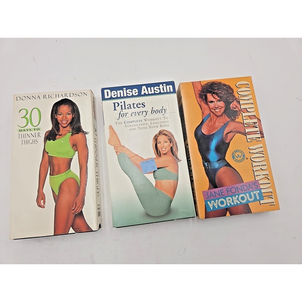 Lot Of 3 Vintage Workout VHS Tapes Jane Fonda Denise Austin Donna‎ Richardson